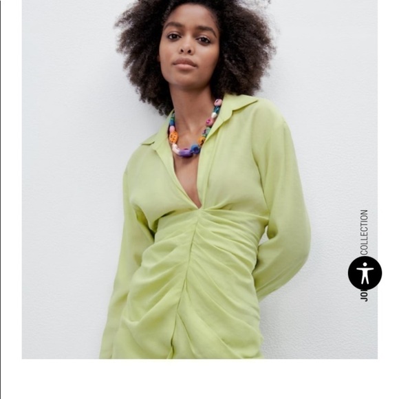 Zara Sea Green Draped Dress. - Picture 3 of 10